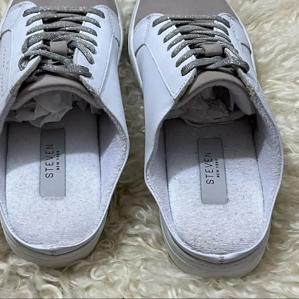 Steve Madden White Slip On Vegan Leather Sneakers 8M